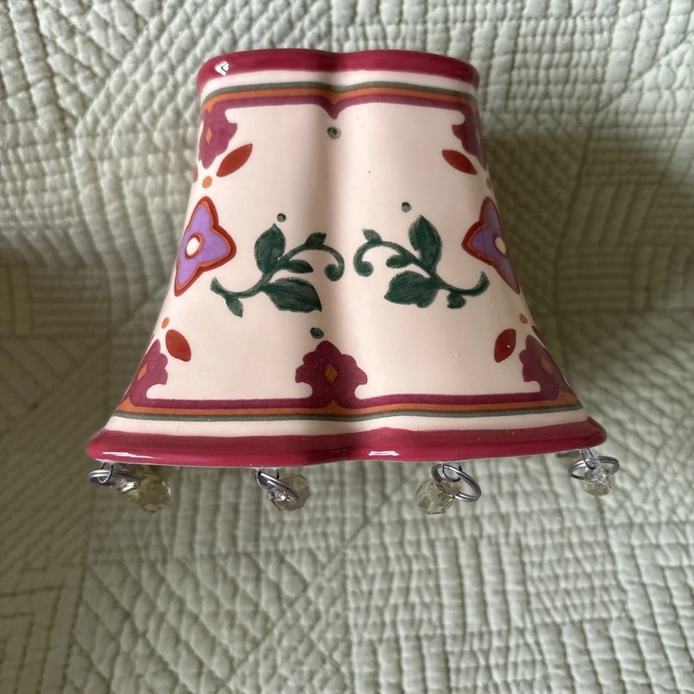 Vintage Bohemian Spice Floral Decorative Partylite Candle Shade w/tassles P7973